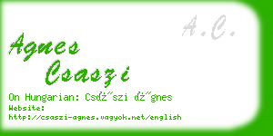 agnes csaszi business card